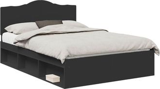 vidaXL Bed Frame with Headboard Black 140 x 200 cm Solid Pine Wood vidaXL