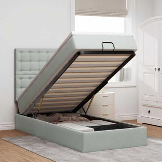 vidaXL Estructura Cama Otomana Colchones Gris Claro 100x200cm Vidaxl