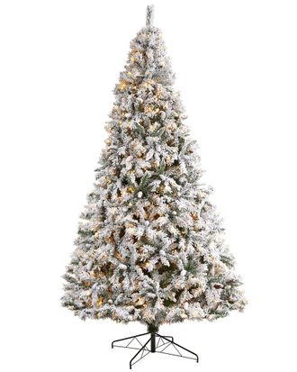 Nearly Natural 10Ft Flocked White River Mountain Pine Artificial Christmas Tree