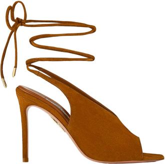 Aquazzura Brown Ankle-tie Heels