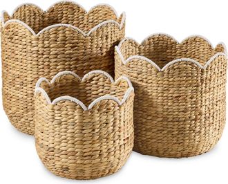 Best Choice Products Scalloped 3PC Water Hyacinth Nesting Baskets