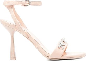 AGL Ribbon Hoge Sandalen - Dames - Sandalen met hakken - Beige - 37 1/2 EU - Leer - Schoenen
