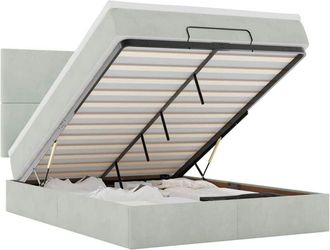 vidaXL Ottoman Bed with Mattresses Light Grey 140x200cm Velvet vidaXL