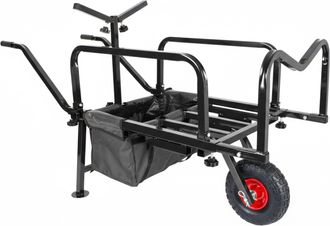 Relaxdays Carro De Pesca Relaxdays, Carretilla Con Bolsa, Hbt: 65 X 145 X 55 Cm, Extensible Y Plegable, Acero, Negro