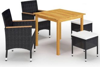 vidaXL Juego De Comedor De Jard&iacute;n De 5 Piezas Negro Vidaxl