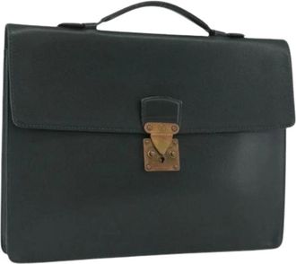 Louis Vuitton Pre-owned Taiga Leather Business Bag - Dames - Vintage Handtas - Groen - ONE Size - Leer - Vintage