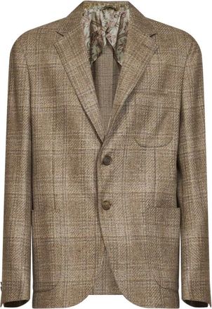 Etro Blazer met Paisley Voering van Wol - Heren - Blazers - Bruin - XL - Wol - Jassen