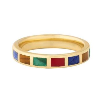 Jan Leslie Dash Ring Set In Sterling With 18Kt Gold Overlay in Multi With Malachite at Nordstrom, Size 7