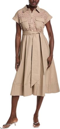 Gracia Eyelet Bodice Tie Waist Midi Dress