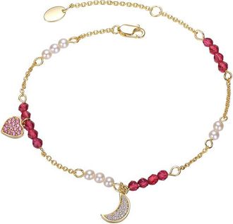 Rachel Glauber 14K Plated Cz Charm Bracelet