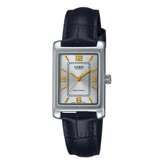 Casio Accessoires, Dames, Grijs, ONE Size, Leer, Klassiek Rechthoekig Horloge