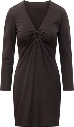 Michael Kors Zwarte V-hals Lange Mouw Jurk - Dames - Korte kleedjes - Zwart - XS - Kleedjes