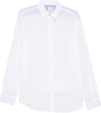 Paul Smith Shirt met lange mouwen - Heren - Casual Overhemden - Wit - 2XL - Linnen - Overhemden