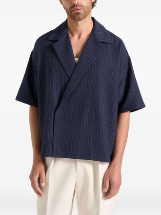 Manière De Voir Camicia doppiopetto Abel boxy gessata - Blu