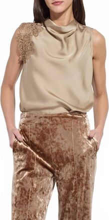 Lyss&eacute; Teresa Guipure Lace Trim Shell Blouse In Blond Wood