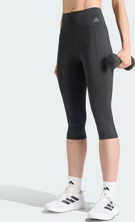 adidas Optime leggings capri da allenamento sagomate nere-Nero