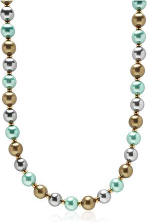 Nialaya Accessoires, unisex, Geel, S, 10mm Pastel Metallic Pearl Necklace with Gold