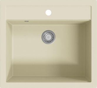 vidaXL Fregadero De Cocina De Granito Con Un Seno Beige Vidaxl
