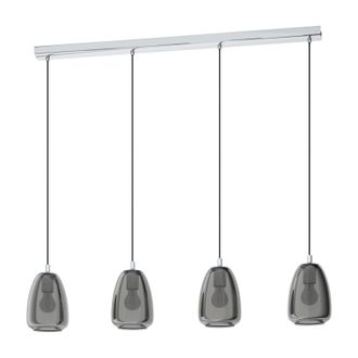 Loops Pendant Light Colour Chrome Shade Black Transparent Glass Vaporized E27 4x40W
