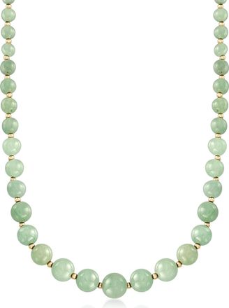 Ross-Simons 6-12mm Green Jade Bead Necklace With 14kt Yellow Gold