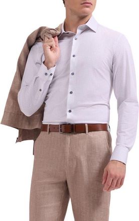 Bugatchi James OoohCotton Geometric Print Button-Up Shirt in Pink at Nordstrom, Size Xxx-Large