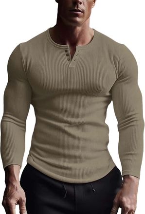 Generic Fashion T Shirts Tops for Men 2024 Summer Top Mens Fashion Spring and Autumn Casual Long Sleeve Stretch Bottom Button Solid Color Long Sleeve T Shirt 