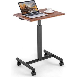 Costway Costway - Escritorio Elevable De Pie, Mesa De Ordenador Con 4 Ruedas Y Altura Ajustable, Mesa Escritorio M&oacute;vil Ergon&oacute;mico, Carrito De Escritorio Peque