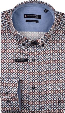 Giordano casual overhemd Giordano blauw geprint