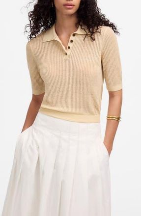 Madewell Short Sleeve Polo Sweater in Beach Sand at Nordstrom Rack, Size X-Small