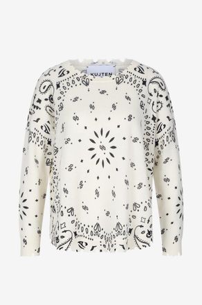 Kujten Pullover mit Rundhalsausschnitt aus Kaschmir Mela Bandana