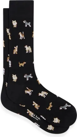 Paul Smith Kyoto Dog Intarsia Dress Socks in Black at Nordstrom