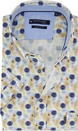 Giordano Blauw katoenen overhemd Giordano regular fit bloemenprint