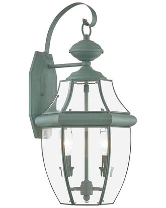 Livex Lighting Monterey 2-Light Verdigris Outdoor Wall Lantern