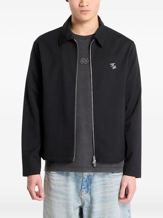 Filling Pieces twill embroidered coach jacket - men - Polyester/Wool/Elastane - S - Black