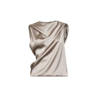 Blanca Vita Sleeveless Tops, female, Gray, Size: XS Tafoly Draped Top