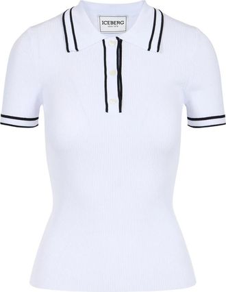 Iceberg Viscose Blend Polo Shirt - Dames - Polos - Wit - S - Nylon - Tops