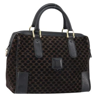 Celine Vintage Macadam Handbag C Macadam Suede Black Suede Handbag (Pre-Owned)