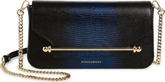 Strathberry East/West Lizard Embossed Leather Shoulder Bag in Blue at Nordstrom