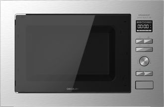 Cecotec Cecotec - Microondas Encastrable Digital Grandheat 2590 Built-in Steel Black. Potencia 900 W, Integrable, 25 Litros, Grill 1000 W, 8 Funciones Preconf