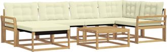 vidaXL Conjunto De Sof&aacute;s De Exterior 7 Uds. Blanco Y Crema Vidaxl