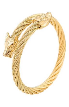 Eye Candy Los Angeles Mens Double Wolf Coil Bracelet in Gold at Nordstrom Rack