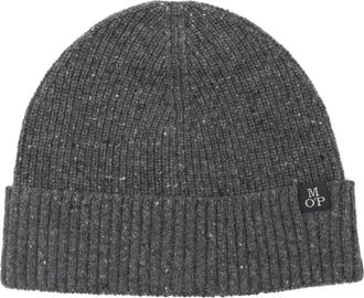 Marc O'Polo logo-patch ribbed beanie hat - men - Wool/Polyamide/Viscose - One Size - Grey