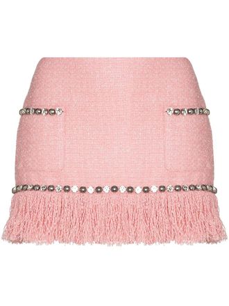 Area Minigonna in tweed a frange - Rosa