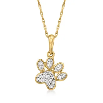 Canaria Canaria Diamond Paw Print Pendant Necklace in 10kt Yellow Gold
