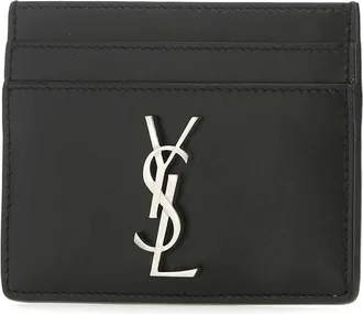 Saint Laurent Logo-Embossed Calfskin Card Case - Black