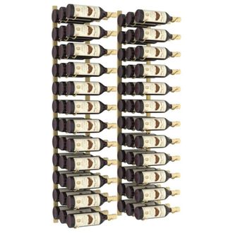 Berkfield Home Wall Mounted Wine Rack for 36 Bottles 2 pcs Gold Iron