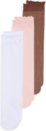 Nordstrom Rack Assorted 3-Pack Sheer Anklet Socks in White Floral Multi at Nordstrom Rack, Size 9/11