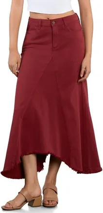 Wash Lab Denim Selma Pieced Asymmetric Denim Maxi Skirt in Pomegranite at Nordstrom, Size 34