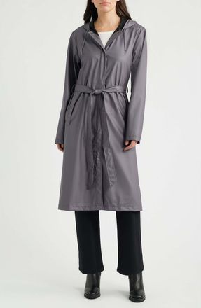 Rains Waterproof A-Line Long Raincoat in Violet Steel at Nordstrom, Size X-Small