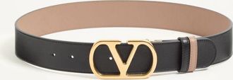 Valentino Garavani Reversible Vlogo Signature Belt In Glossy Calfskin 40 Mm Woman BLACK/BEIGE 065